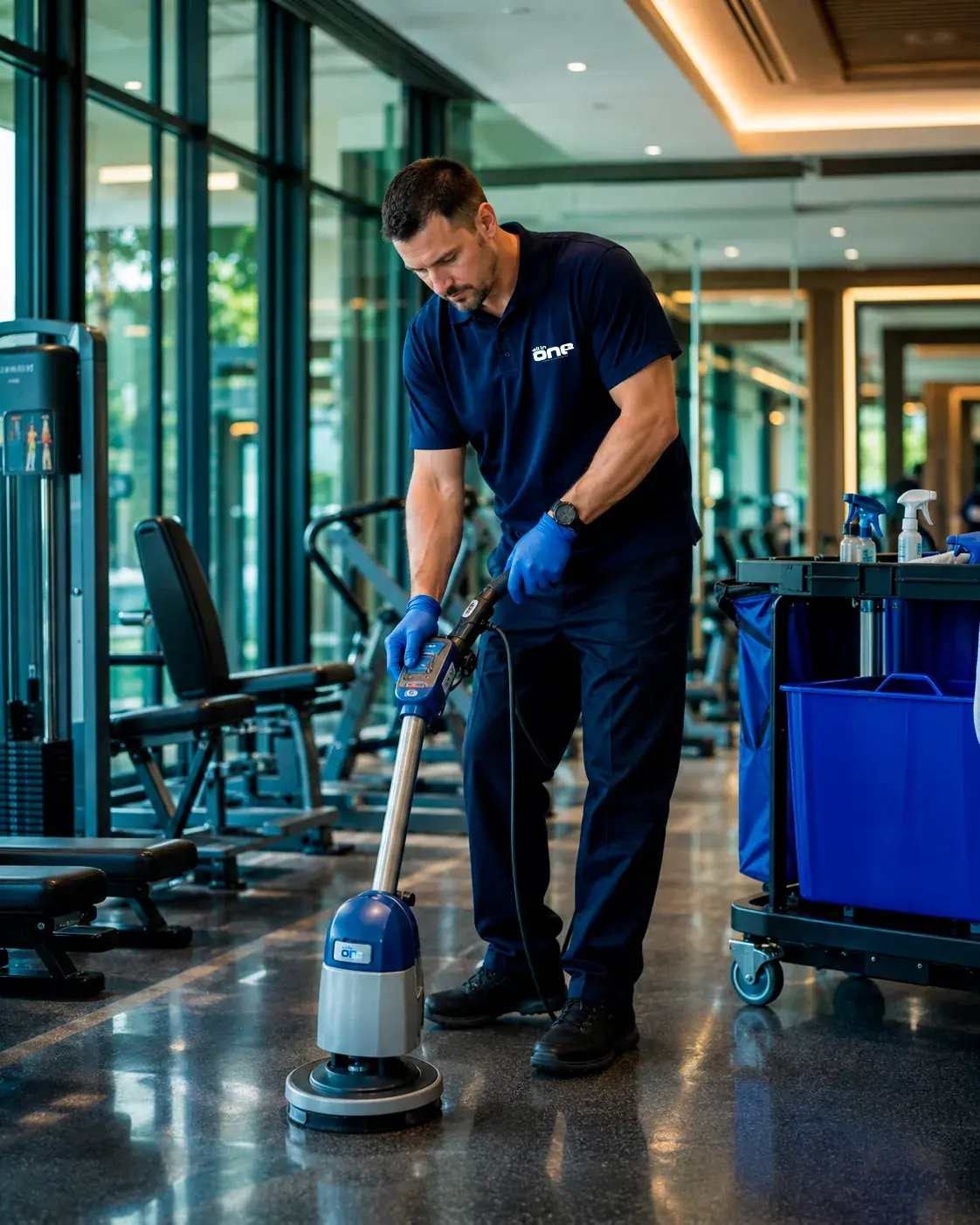 Professional commercial cleaner at work in Fort Myers, FL